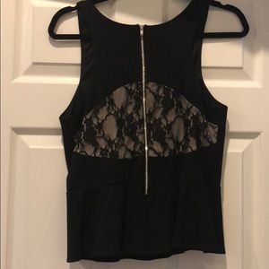 Black express peplum top with lace back
